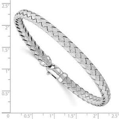 LIV Platinum Sterling Silver Hand Made Woven Unique 6mm Bangle Bracelet 7"L