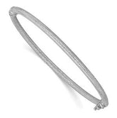 LIV 14k White Gold Hand Made Diamond Cut 3mm Wide Hinged Bangle Bracelet 7"L
