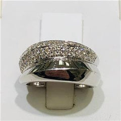 LIV 14k White Gold & Diamonds Pave Design 0.80ct G-SI1 Wide Band Ring Bridal