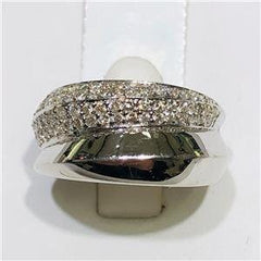 LIV 14k White Gold & Diamonds Pave Design 0.80ct G-SI1 Wide Band Ring Bridal