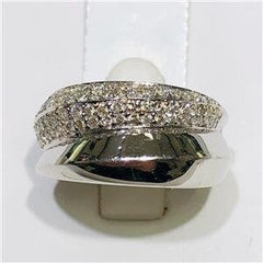 LIV 14k White Gold & Diamonds Pave Design 0.80ct G-SI1 Wide Band Ring Bridal