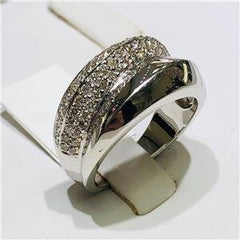 LIV 14k White Gold & Diamonds Pave Design 0.80ct G-SI1 Wide Band Ring Bridal