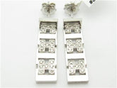 LIV 14k White Gold & Diamonds Unique H Design Chandelier Stud Modern Bridal Earrings