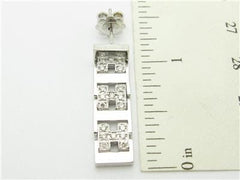 LIV 14k White Gold & Diamonds Unique H Design Chandelier Stud Modern Bridal Earrings