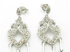 LIV 14k White Gold & Diamonds Vintage Design Chandelier Bridal Earrings New Gift