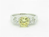 LIV 14k White Gold 3 Stone Design Yellow Sapphire Engagement Travel Promise Ring
