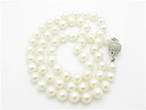 LIV 14k Solid White Gold & Diamond Lock 7mm Fresh Water Pearl 18" Bridal Necklace