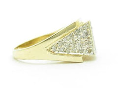 LIV 14k Yellow Gold & Diamond Pave 3D Abstract Design Band Ring Gift