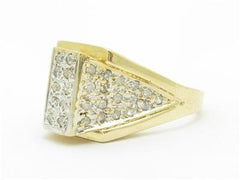 LIV 14k Yellow Gold & Diamond Pave 3D Abstract Design Band Ring Gift