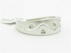 LIV 14k White Gold Genuine Round Cut White Diamond Wave Halo Band Modern Design Ring