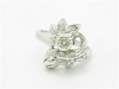 LIV 14k White Gold Genuine Round Cut White Diamond Vintage Design Cocktail Ring Gift