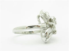 LIV 14k White Gold Genuine Round Cut White Diamond Vintage Design Cocktail Ring Gift