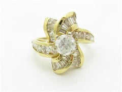 LIV 14k Yellow Gold Diamond Engagement Ring With Simulated White Sapphire Center Stone