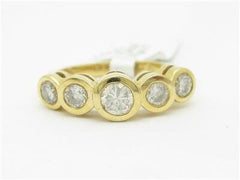 LIV 14kt Yellow Gold Genuine Diamond Graduated Bezel Set Band Ring 0.65 ct New Gift