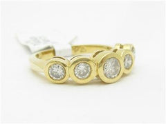 LIV 14kt Yellow Gold Genuine Diamond Graduated Bezel Set Band Ring 0.65 ct New Gift