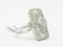 LIV 14kt White Gold Genuine White Diamond 1.05 ct Antique Design Knuckle Ring Gift