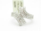 LIV 14kt White Gold Genuine White Diamond 1.00 ct Baguette Design Knuckle Ring Gift