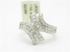 LIV 14kt White Gold Genuine White Diamond 1.00 ct Baguette Design Knuckle Ring Gift