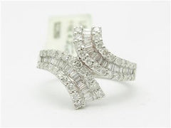 LIV 14kt White Gold Genuine White Diamond 1.00 ct Baguette Design Knuckle Ring Gift