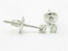 LIV 14k White Gold Genuine White Diamonds .10ct Round F-VS Screw Back Stud Earrings