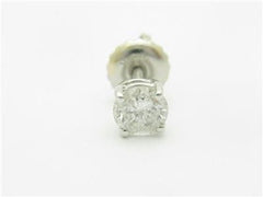 LIV 14k White Gold Genuine White Diamond .10ct Round G-SI Screw Back Stud Earring