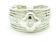 LIV Unique Solid 14K White Gold Genuine White Diamond Round Cut Wide Band Ring Gift