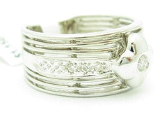 LIV Unique Solid 14K White Gold Genuine White Diamond Round Cut Wide Band Ring Gift