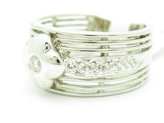 LIV Unique Solid 14K White Gold Genuine White Diamond Round Cut Wide Band Ring Gift