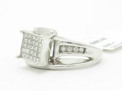 LIV 10KT Solid White Gold Genuine White Diamond Princess Cut Invisible Engagement Ring Promise Ring Band