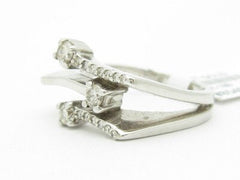 LIV 14KT Solid White Gold Genuine White Diamond Unique Wide Band Ring