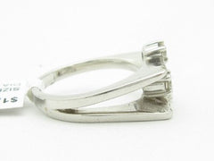 LIV 14KT Solid White Gold Genuine White Diamond Unique Wide Band Ring