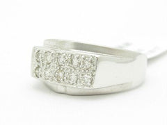 LIV 14KT Solid White Gold Genuine White Diamond Pave Unique Wide Band Design Ring