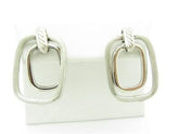 LIV 14kt White Gold Unique Rectangular Halo Drop Design Stud Earrings New Gift