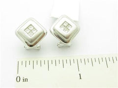 LIV 14kt White Gold Diamond Princess Cut Stud Invisible Set French Back Earrings New