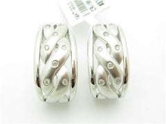 LIV 14kt White Gold Unique Genuine Diamond French Back Design Stud Earrings New Gift