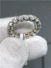 LIV 14k White Gold & Diamonds Shared Prong Air Line Setting Eternity Band 4ct Ring