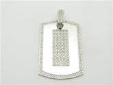 LIV 14k White Gold & White Diamonds Dog Tag Design Large Charm Pendant Gift