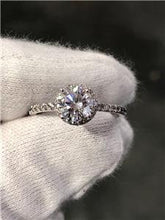 LIV 14k White Gold Genuine Diamond Round Cut Moissanite Halo Engagement Ring