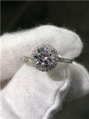 LIV 14k White Gold & Diamonds Hidden Halo 1.50ct Round Moissanite Engagement Ring