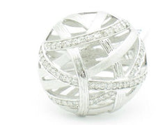 LIV Platinum Silver Genuine White Diamond Hand Set Unique Dome Nest Band Ring