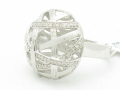 LIV Platinum Silver Genuine White Diamond Hand Set Unique Dome Nest Band Ring