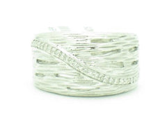 LIV Platinum Silver Genuine White Diamond Pave Set Hand Made Unique Wide Band Ring