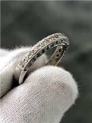 LIV 14k White Gold Genuine Diamonds 1.12ct Triple Sided Pave Design Band Ring