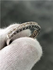 LIV 14k White Gold Genuine Diamonds 1.12ct Triple Sided Pave Design Band Ring