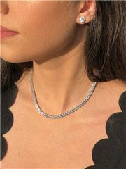 LIV Platinum Sterling Silver White Sapphire Asscher Cut Classic Tennis Necklace Gift