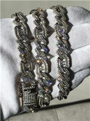 LIV Platinum Sterling Silver White Sapphire Cuban-Gucci Link Iced Out Chain 24" L