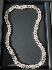 LIV Platinum Sterling Silver White Sapphire Cuban-Gucci Link Iced Out Chain 24" L