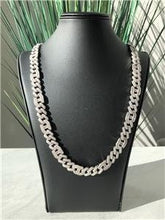 LIV Platinum Sterling Silver White Sapphire Cuban-Gucci Link Iced Out Chain 24" L