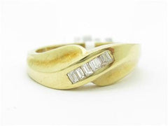 LIV 14k Yellow Gold Genuine Baguette Diamond Channel Set Design Band Ring New Gift