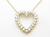 LIV 14k Yellow Gold & Diamonds Prong Set Open Heart Design Charm Pendant Gift
